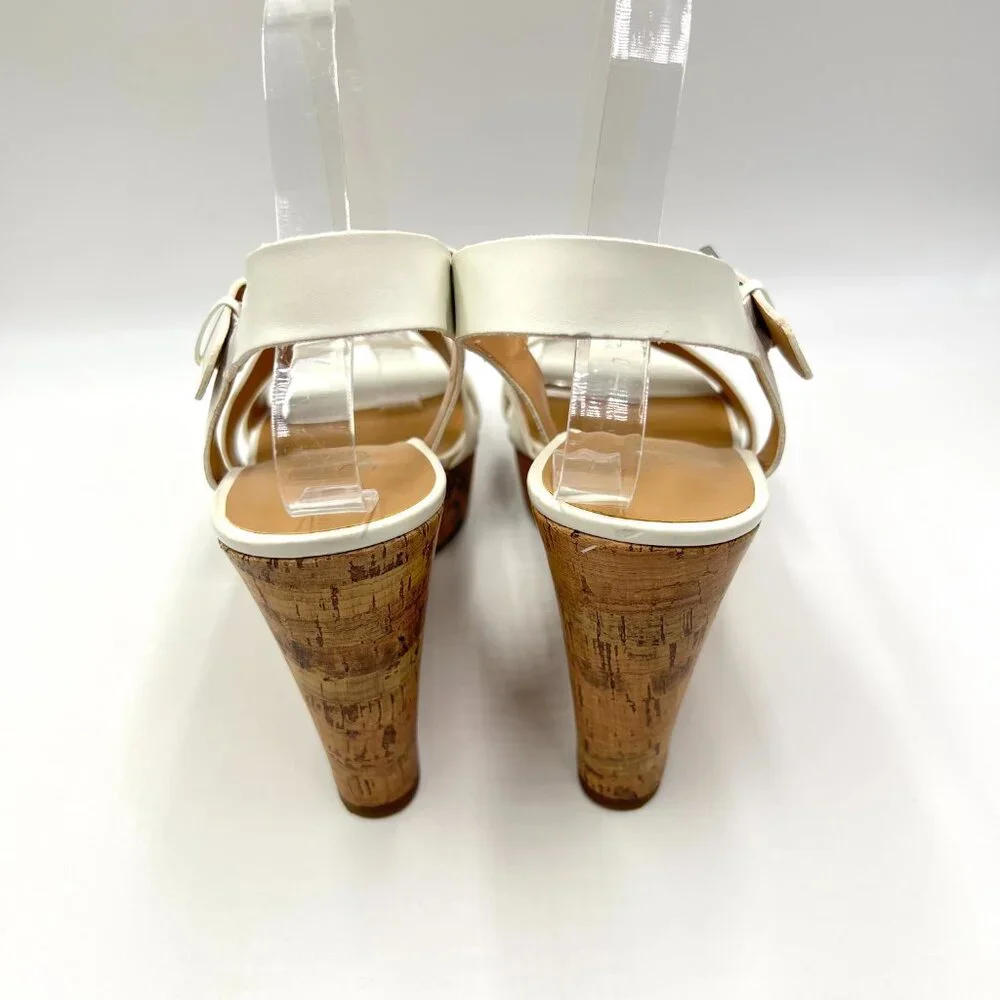 Franco Sarto Womens Size 10 Stallion White Faux‎ Leather Wedges Sandals Shoes